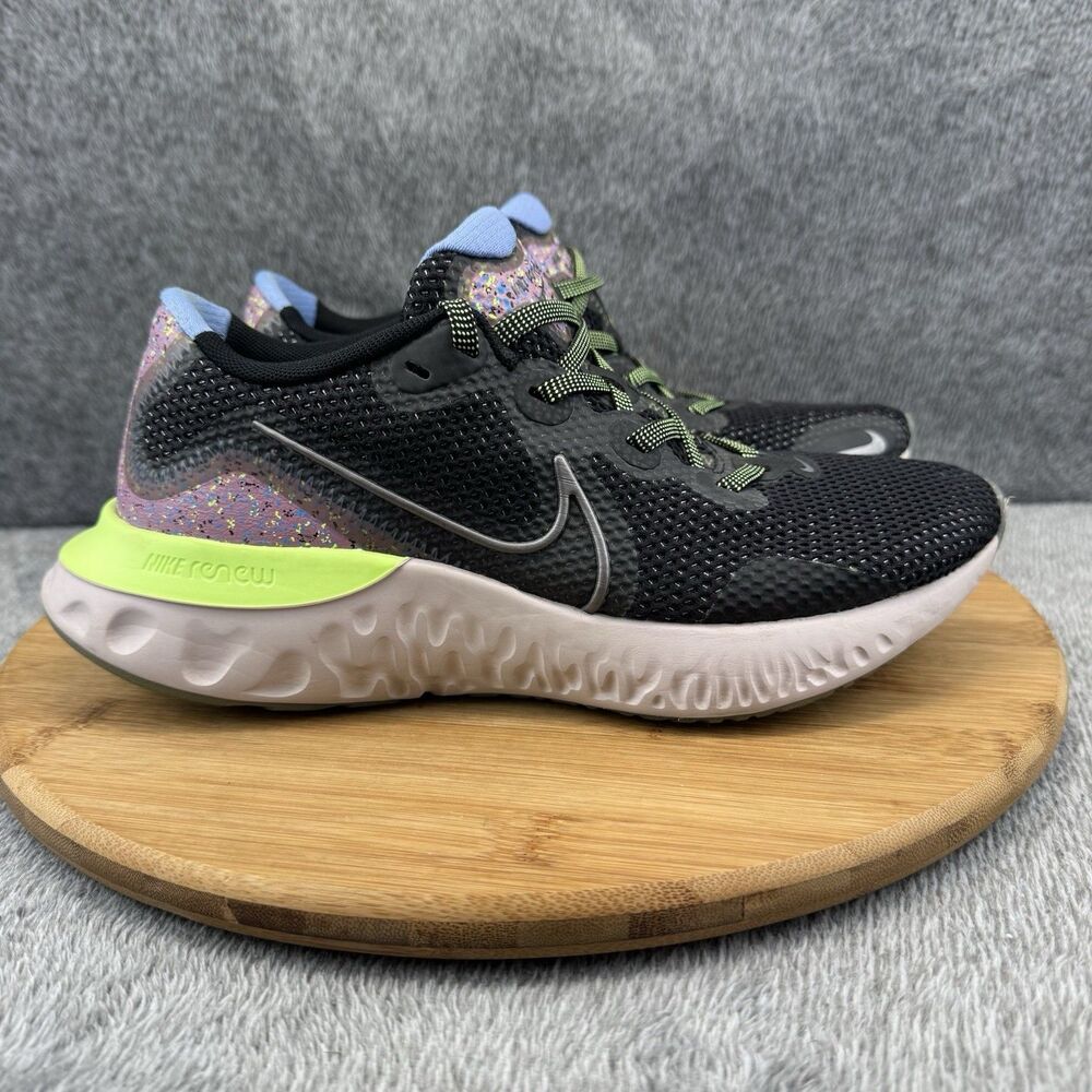 Nike Renew Run Shoes Womens Size 8 Black Purple Running Training Comfort Sneaker
